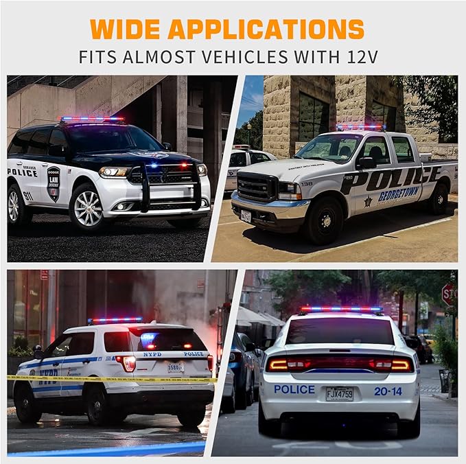 XRIDONSEN 37 inch 104 LED Roof Top Police Lights Red Blue Magnetic Police Light Bar Emergency Strobe Lights Warning Hazard Flashing Safety Traffic Advisor for Law Enforcement Vehicles Truck Pickup SUV