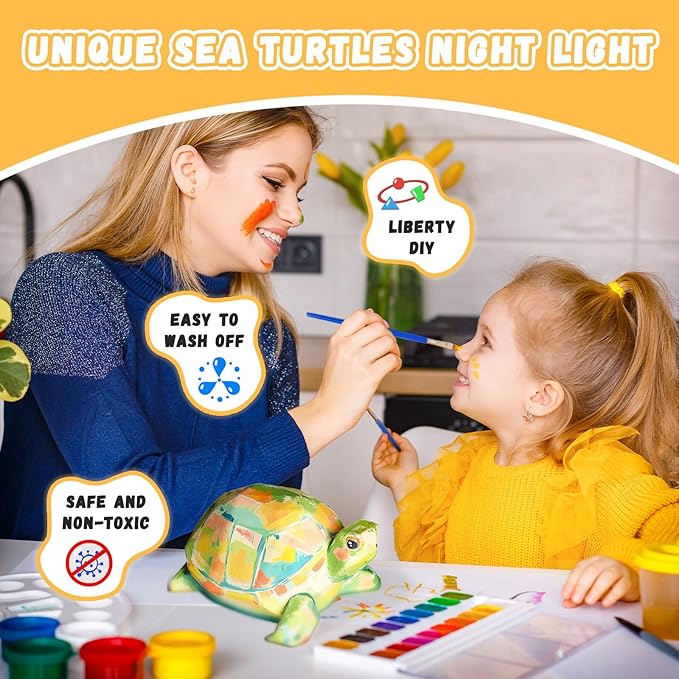 Paint Your Own Turtle Lamp Kit, Arts and Crafts for Kids Ages 8-12, Arts and Crafts for Kids 4-6, DIY Turtle Gifts for 10 Year Old Girl, Art Supplies for Girls Boys Birthday Ages 3 4 5 6 7 8 9 10 11+