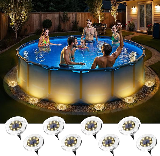 SOLPEX 8 Pack Solar Pool Lights for Above Ground Pools, Waterproof LED Above Ground Pool Lights, Outdoor Pool Decoration Accessories(Warm White)