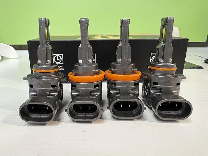 H11/H8/H9 & 9005/HB3 Light Bulbs Combo, 100,000LM 12X Ultra Brightness, Real 1:1 Mini Size, 6500K White 85000Hrs Long Life with Cooling Fan, 9005 H11 Fog Lights, Plug and Play, Pack of 4