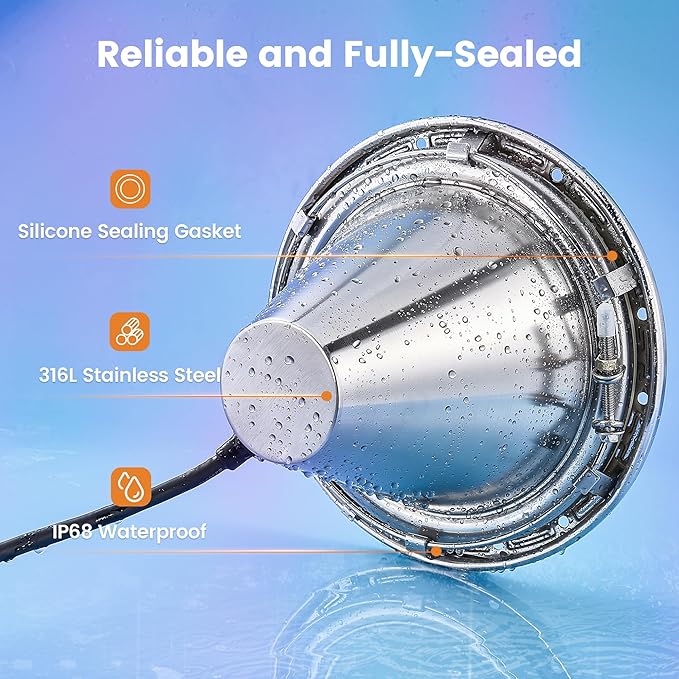 SURAIELEC 10" LED Pool Lights for Inground Pool, 12V AC Waterproof Color-Changing Pool Light with Remote, 300W Equivalent, RGB Colors & Dynamic Effects, Fits Pentair, Hayward, Jandy Niches, 50 Feet
