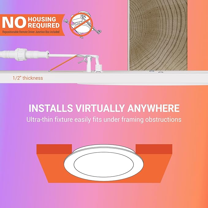 HALO 6” Smart Wi-Fi Slim Canless LED Downlight Powered by WiZ Pro, Dimmable Full Color with Smart Home Integration : HLB6099WZRGBWMWR