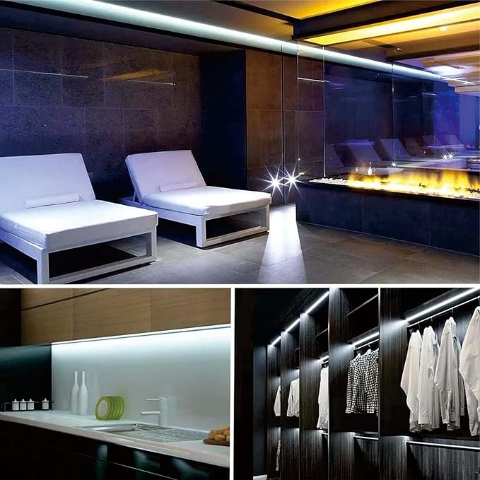 Yonikku Bright White LED Strip Lights - 32.8FT Waterproof Outdoor & Indoor LED Tape Light (6500K, Plug-in)