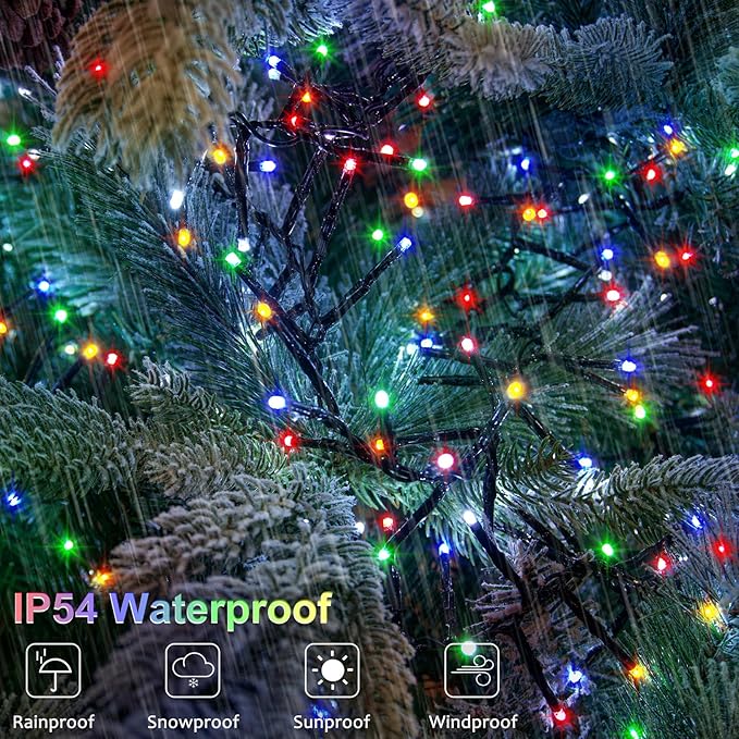 2 Pack Cluster String Lights Battery, Total 20Ft 400 LED Christmas String Lights with Timer 8 Modes Firecracker Twinkle Lights Waterproof for Outdoor Tree Xmas Decor (Multicolor)