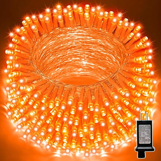 LAMPHOME Orange Thanksgiving Mini Lights, 200LED 66Ft Autumn Fall String Lights,16 Modes Connectable 120V Plug in for Outdoor Indoor Garden Party Halloween Christmas Xmas Tree Light Decor