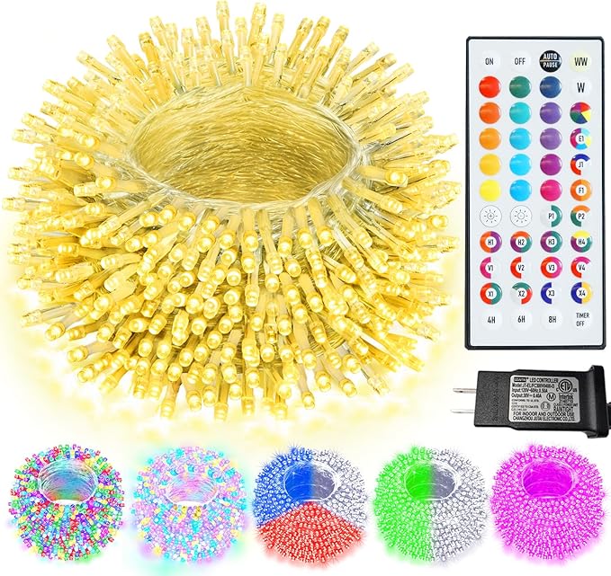 Pooqla Color Changing Christmas String Lights with Remote, 35 Colors 66FT 200LED String Lights Outdoor Decoration, Indoor Connectable Fairy Lights Plug in for St. Patrick's Day Easter Decoration