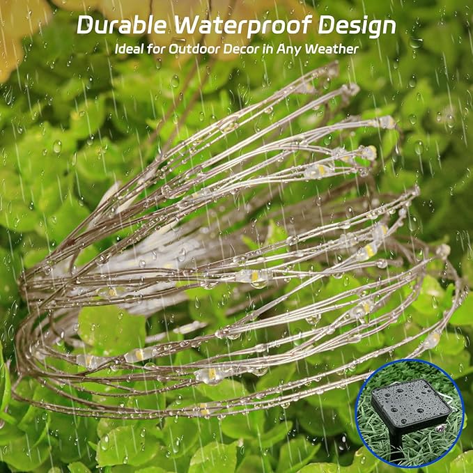 Solar Fairy Lights Outdoor Waterproof,39.4ft 120LED Solar String Lights for Outside 8 Modes 2 Packs for Patio Backyard Garden Wedding Deorations Cool White