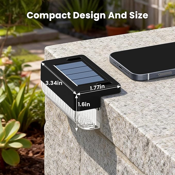 Solar Deck Lights Outdoor 12 Packs, Solar Powered LED Step Lights Waterproof Outdoor for Deck, Step, Fence, Wall, Patio, Yard, Pool, Pathway and Stairs (Warm White)