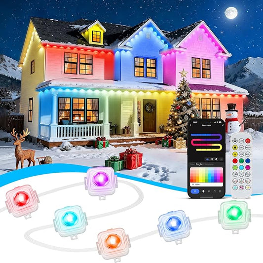 Permanent Outdoor Lights, 100ft Smart Eave Light with 72 LED Lights, IP67 Waterproof, App Control, Outdoor Lights, DIY RGB+IC Light for House Holiday Decorations