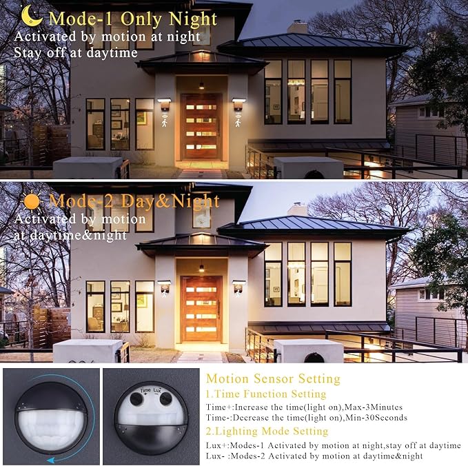 Motion Sensor Outdoor Light,Bronze LED 24W Exterior Motion Porch Light Modern Outdoor Wall Sconce IP65 Waterproof 3000K for House Garage