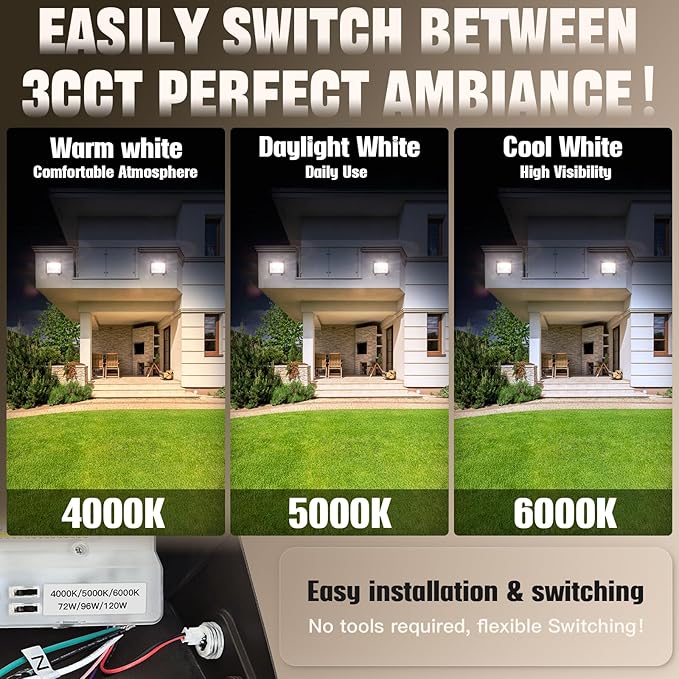 Dimmable 120W/96W/72W LED Wall Pack Light with Dusk to Dawn Photocell,18000LM 1000W HPS/HID Equiv.,6000K/5000K/4000K Daylight Outdoor Security Lighting,Commercial Wall Mount Lights for Warehouse,Yard