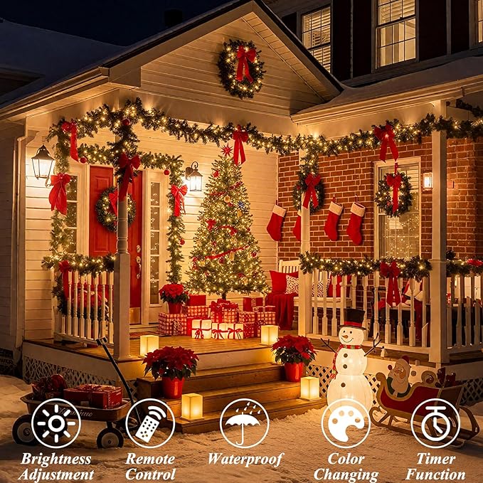 LitHome 66FT 200 LED Color Changing Christmas String Lights Outdoor, 35 Colors 9 Modes RGB Christmas Lights with Remote, Connectable Led String Light Plug in for Xmas Tree Indoor Holiday Party Decor