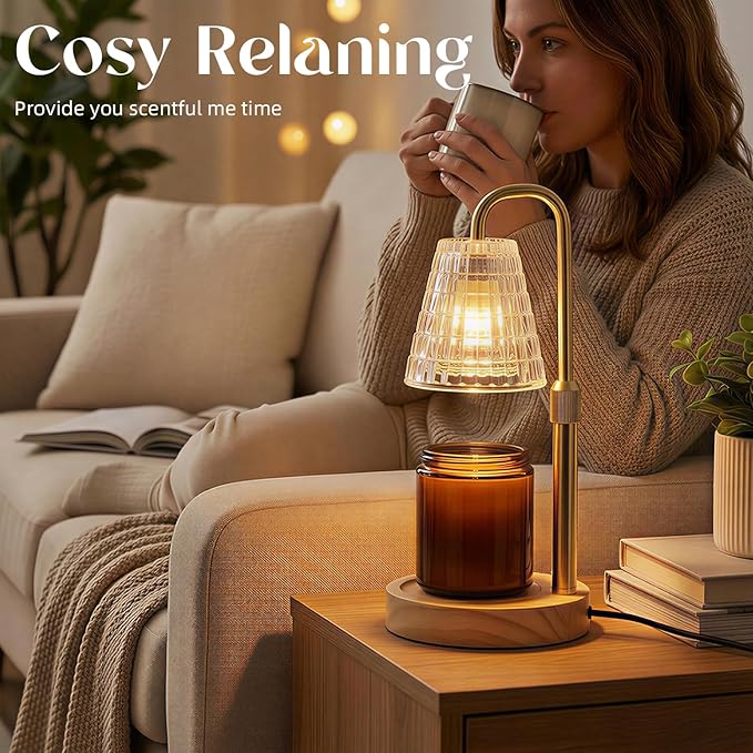 Glimra Candle Warmer Lamp Electric Timer,Candles Candle Wax Warmer for Jar Candles,Adjustable Candle lamp Birthday Gifts,for Mom Women Friend Sister,Office Apartment Dorm Room Home Decor Amber