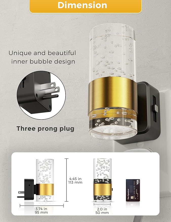 Night Lights Plug into wall, White Light LED NighLight with Adjustable Brightness, Plug in Night Light with Auto Light Sensor, Wall Sconce-Style Design Night Light for Bathroom,Hallway, 2 Pack