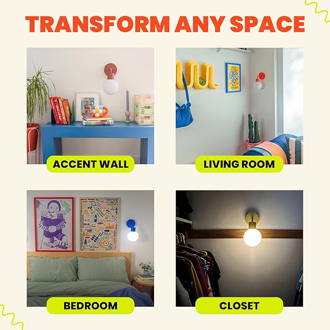 Wireless Wall Sconce (Shark Tank) Rechargeable & Dimmable LED Light w/App Control & Damage-Free Install, Moveable Modern Ambient Lighting for Elegant Home & Bedroom Decor | Popwhite