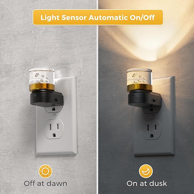 L LOHAS LED Night Lights Plug into Wall, 2 Pack 3000K/4000k/5000K Adjustable Color Temperature Bubble Night Light, Dusk to Dawn Sensor for Hallway, Bathroom, Rooms