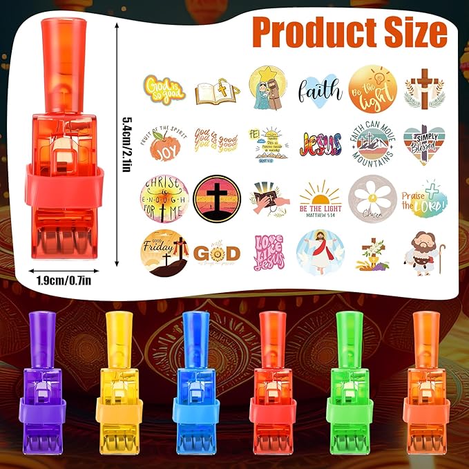 Tuanse 24 Pcs Jesus Christian Finger Lights Gifts Bulk for Kids Easter Religious Glow in The Dark Finger Lights Religious Birthday Party Favors Supplies Jesus Church Sunday School Gifts