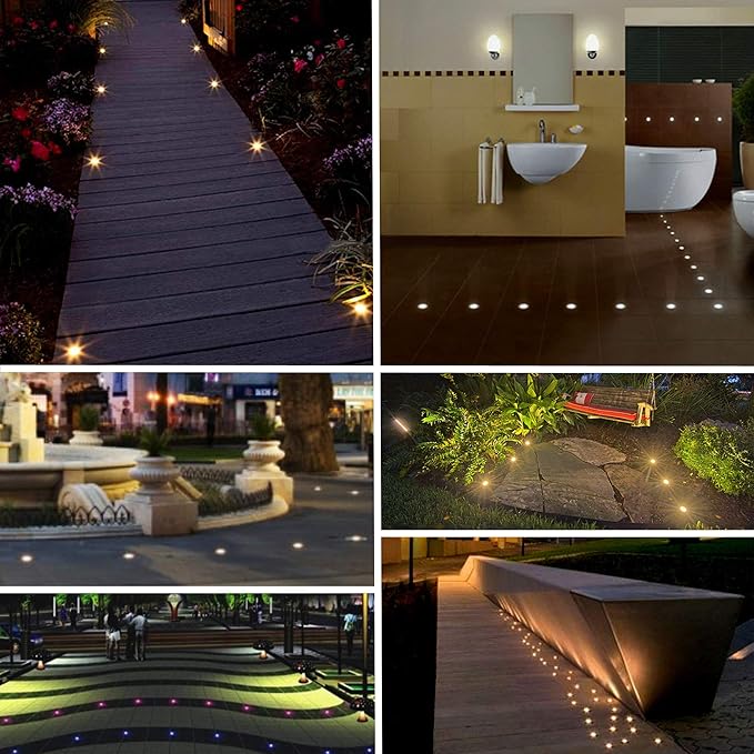LED Mini In-Ground Well Light-Finger Size,1W 12V DC,120° Wide Beam Angle,IP67 Waterproof,Recessed Marker Indicator Underground Outdoor Landscape Lighting,Warm White-3000K (10 Pack)