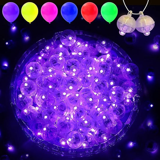 100PCs Mini Led Lights with Hook, Waterproof Round Tiny Led Light for Party Decorations Neon Party Light，Purple-Blinking Lights