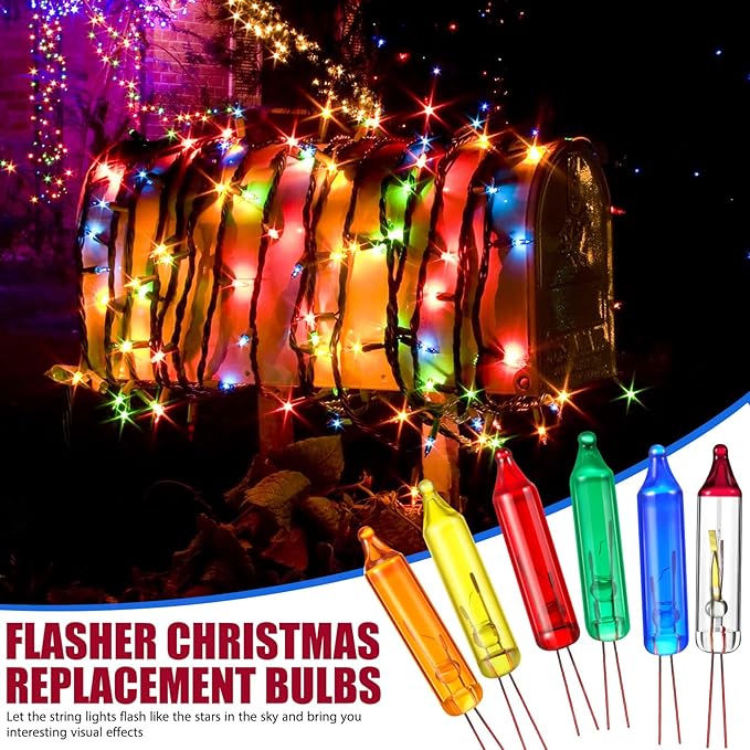 Ganeen Christmas Replacement Mini Incandescent String Light Bulbs Wire Flasher Bulbs 2.5 V 3.5 V Incandescent Flasher Bulbs, Christmas Lights Decor for Home Bedroom Xmas Tree(Vibrant Color, 496 Pcs)