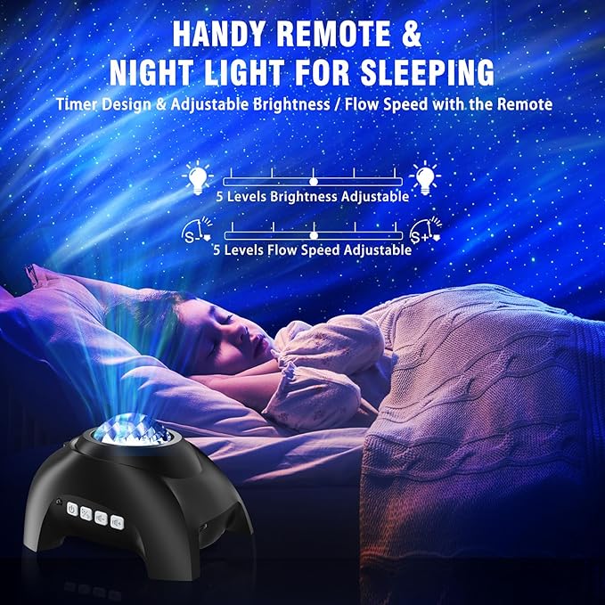 Northern Lights Aurora Projector for Bedroom with Music Bluetooth Speaker and White Noise, Galaxy Projector, Starry Night Light Projectors for Kids Adults Gaming Room
