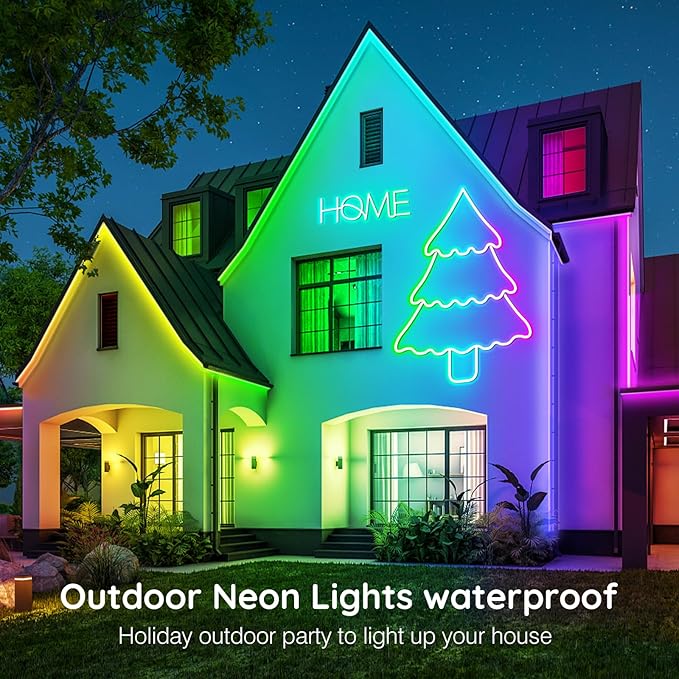 20Ft Neon Rope Lights,Flexible Led Rope Lights Control with App/Remote,Multiple Modes Rope Lights,IP65 Outdoor RGB Led Neon Lights Waterproof,Music Sync Gaming Led Neon Light Strip for Bedroom Decor