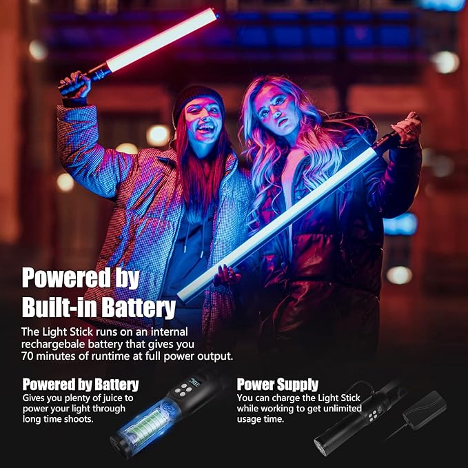 Mettlelite LS800C RGB Light Stick and Mettlelite SPL420C LED Video Light Full Color Video Light with APP Control 2800K-8000K CRI96 TLCI97 RGB CCT HSI Mode LED Light Bundle