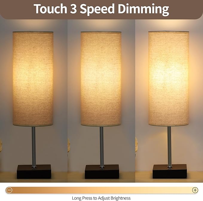 18Inch Cordless Lamp Table Lamps set of 2, 5000mAh Rechargeable Beside Table for Living Room, 2700K Battery Operated Small Bedroom Desk Lamp for Night Stand Linen Fabric Shade for Home（Bulb Included）