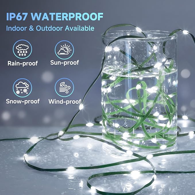 Mlambert 1500 LED Christmas Lights 492FT, Outdoor Waterproof Dimmable Fairy Lights with Remote, 8 Modes Indoor Lighting for Holiday Décor, Cool White