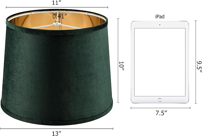 Medium Green Fabric Lamp Shade 1 Pack, 11"Top x 13"Bottom x 10"High(Spider) Inch Modern Farmhouse Lamp Shades for Table Lamps, Floor Replacement ，Required Assembly/Hardback,By GO&SO