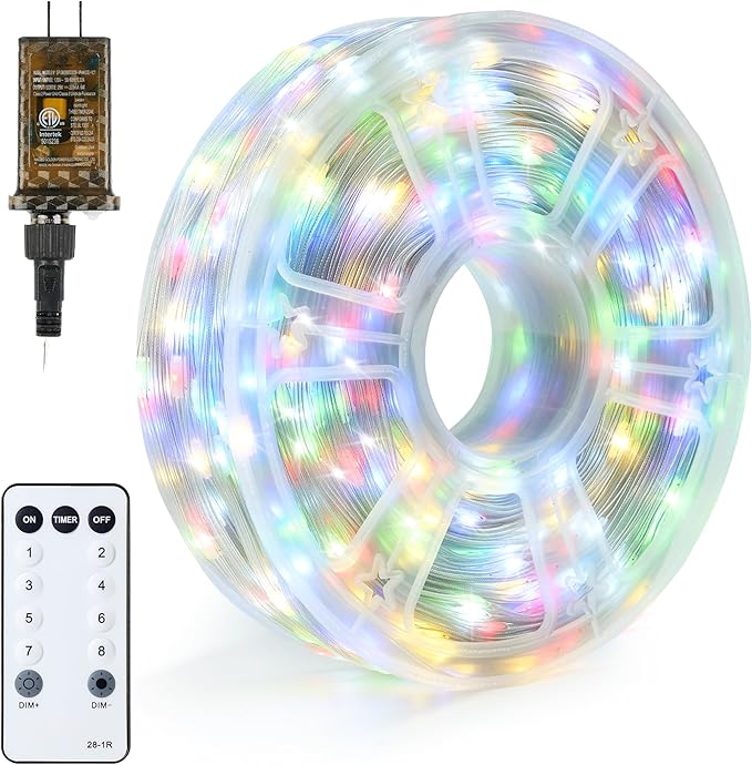 Joiedomi 1200 LED Christmas Lights Outdoor,394 FT Multicolor Christmas Tree Lights with 8 Modes Timer, PVC Clear Wire String Lights with Reel for Indoor Outdoor Holiday Xmas Eve Night Decoration