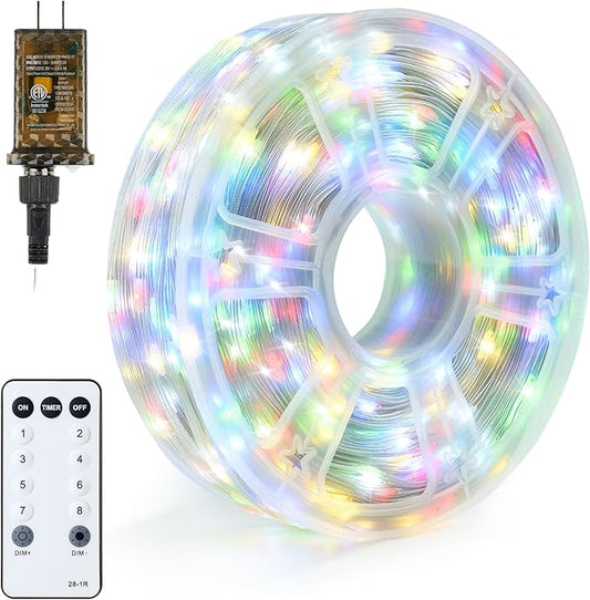 Joiedomi 1200 LED Christmas Lights Outdoor,394 FT Multicolor Christmas Tree Lights with 8 Modes Timer, PVC Clear Wire String Lights with Reel for Indoor Outdoor Holiday Xmas Eve Night Decoration