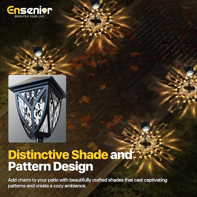 Ensenior 12-Pack Solar Lights Outdoor, 3000K LED Solar Garden Lights for Pathway, Yard, Patio, Walkway, Planter, Waterproof, Energy-Efficient Landscape Lighting