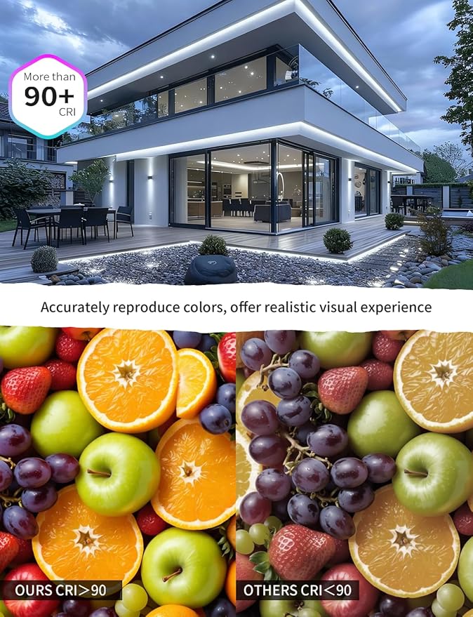 20FT/6M COB LED Strip Lights, Waterproof Outdoor&Indoor 6500K Cool White Flexible 24V Remote & App Control, Led Tap Lighting For Room, Garden, Patio, Kitchen, Bedroom, Under Cabinet Decoration