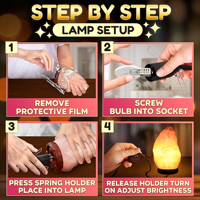 Himalayan Salt Rock Lamp with Dimmer – Hand-Carved Himalayan Salt Lamp Night Light 5.5–7" with Adjustable Warm Glow for Sleep & Relaxation