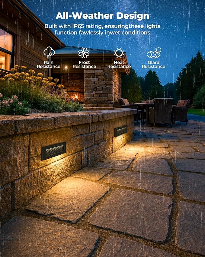 9 Inch Low Voltage Step Lights Outdoor, 12V 5W LED Landscape Stair Lights, 3000K/4000K/6500K Deck Step Lights, IP65 Waterproof, for Stair Lighting and Yard Patio Pathway Walkway, Pack of 6