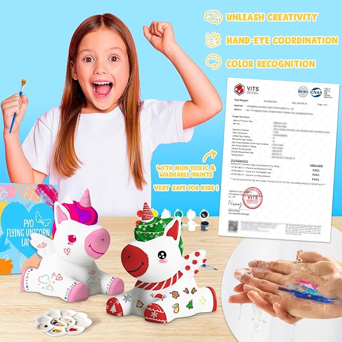 Goody King Paint Your Own Unicorn Lamp Craft Kit, Arts and Crafts for Kids Ages 8-12, Birthday Christmas Gifts for 8-12 Year Old Boys Girls, Painting Kit for Kids Ages 3 4 5 6 7 8 +