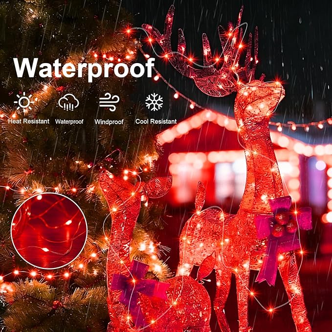 AIKEI 6 Pack LED Fairy Lights with Timer Battery Operated, Mini String Lights with Remote Waterproof 7ft 20 Led Firefly Starry Lighting for Wedding Party Bedroom Garden Christmas Decoration Red