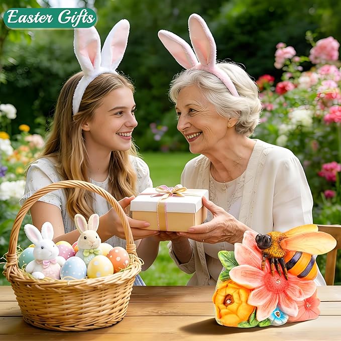 Linkax Birthday Easter Gifts for Adults Women Mom Grandma, Solar Bee Lights Outdoor Garden Decor for Outside Patio Yard Porch Home, Honey Figurine Gardening Housewarming Gifts New Home