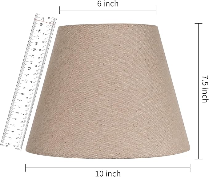 ALUCSET Small Lamp Shade, Barrel Fabric Lampshade for Table Lamp & Floor Light, 6 inch Top Diameter x 10 inch Bottom x Diameter 7.5 inch Height, Natural Linen Hand Crafted, Spider (Brown)