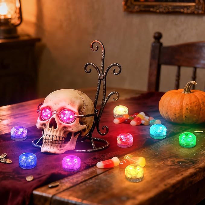 Submersible Led Lights with Remotes, Waterproof Tea Lights Candles Battery Operated RGB Color Changing Small Led Light for Vase Lantern Table Centerpieces Halloween Christmas Decor (20pack)
