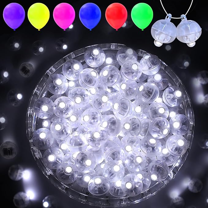 100PCs Mini Led Lights with Hook, Waterproof Round Tiny Led Light for Party Decorations Neon Party Light, White-Blinking Lights