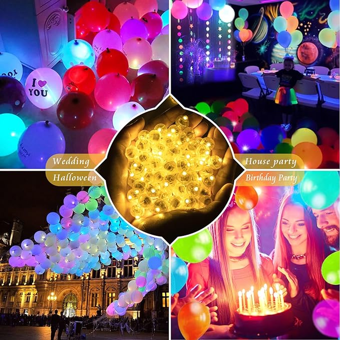 100pcs Mini Led Lights - Round, Long Standby Time, Multicolor Ball Light Paper Lanterns for Birthday Party, Christmas, Halloween Decoration Warm White
