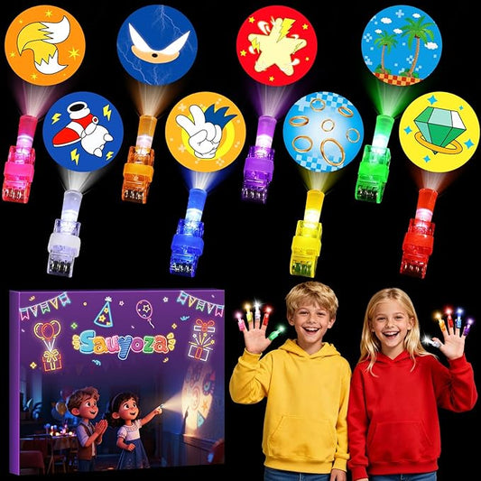 36 Pcs Blue and Golden Party Favors LED Finger Lights, Glow in The Dark Birthday Party Supplies, Goodie Bag Stuffers Classroom Treasure Box Prizes for Kids