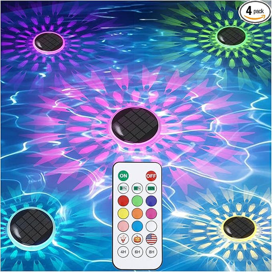 Energetic Solar Floating Pool Lights, IP67 Waterproof LED Pool Lights with Remote Control, RGBW Color Changing Decor Lighting for Pond, Bathtub, Dusk to Dawn, Dimmable, Timer, 5 Pack