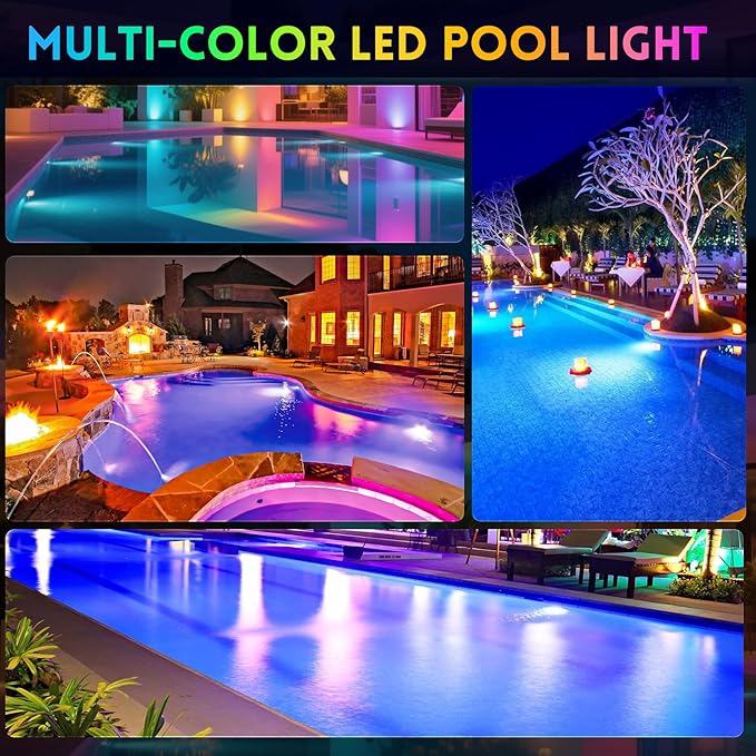 CAtArt 10 Inch Pool Lights for Inground Pool, 12V DC Color Changing LED Pool Light 300W Equivalent, 3-Way Control (Remote/Controller/APP), Fits Large 10-Inch Wet Niches, 50FT Cord