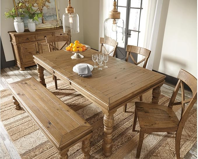 Signature Design by Ashley Faiz Rustic 20.5" Natural Wood & Glass Pendant Light, Brown & Clear