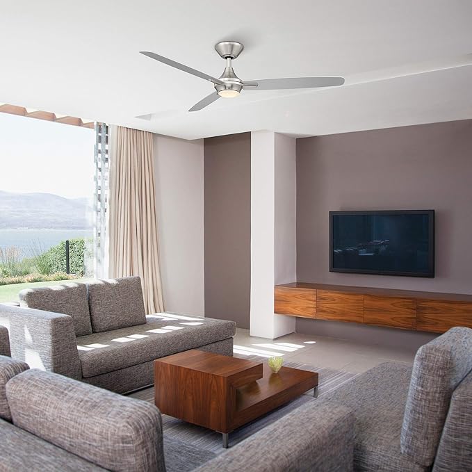 WAC Lighting Blitzen 3-Blade Aluminum Smart Ceiling Fan in Brushed Nickel