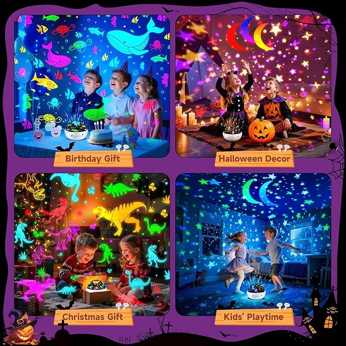 COOLNIGHT Star Projector for Kids, 93 Lighting+3 Films Star Lights for Room, Remote+Dimmable+360° Slient Light Projector for Bedroom, Fun Gifts for 1-4-6-14 Year Old Girl, Cool Toy for Boy (White)