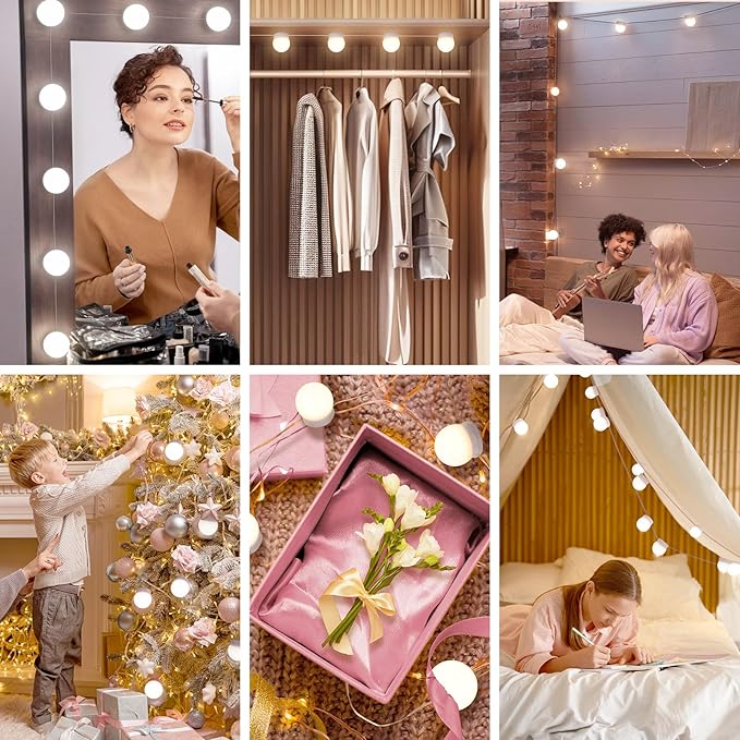 LED Vanity Lights For Mirror, Consciot Hollywood Style Vanity Lights With 10 Dimmable Bulbs, Adjustable Color & Brightness, USB Cable, Mirror Lights Stick on for Makeup Table Dressing Room Mirror